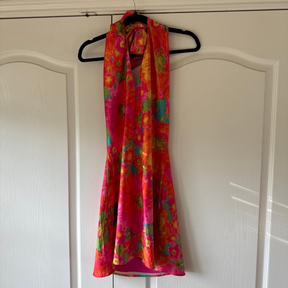 Show Me Your Mumu Hot Pink Floral Halter Dress